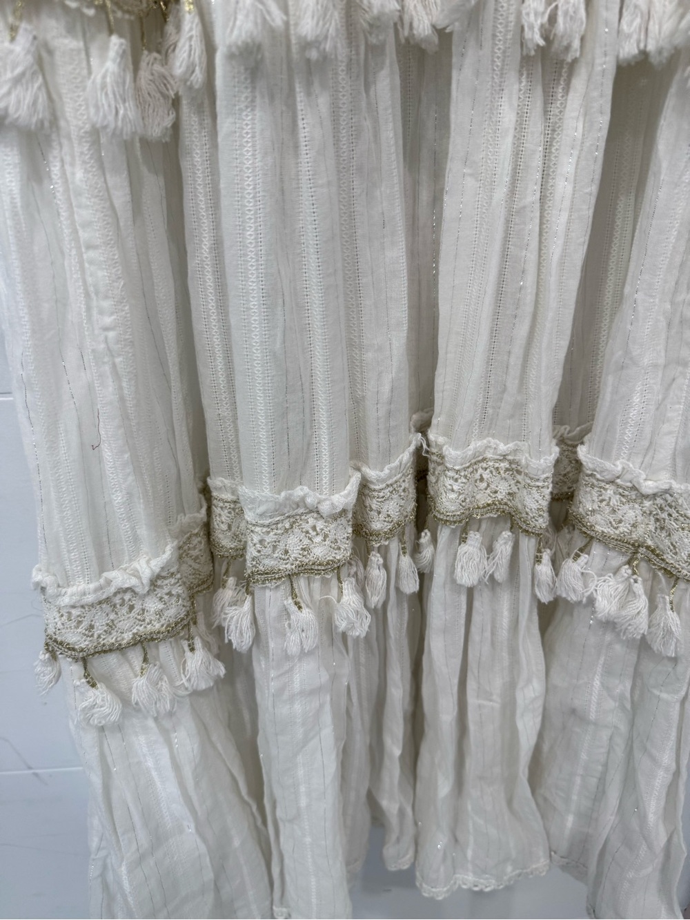 Boho White Tassel Lace Maxi Dress - Picture 3 of 7